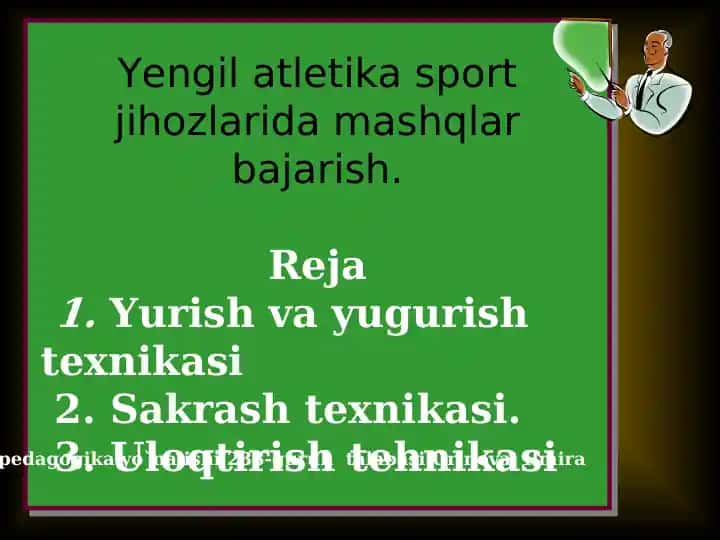 Yengil atletika sport jihozlarida mashqlar bajarish