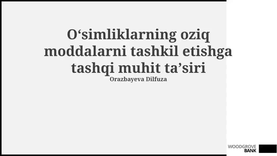 Oʻsimliklarning oziq moddalarni tashkil etishga tashqi muhit taʼsiri