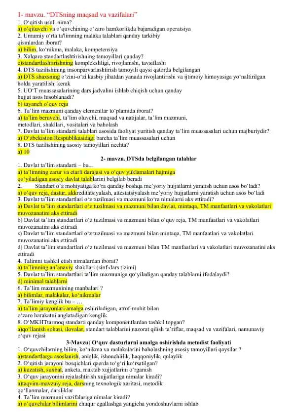 DTSning maqsad va vazifalari