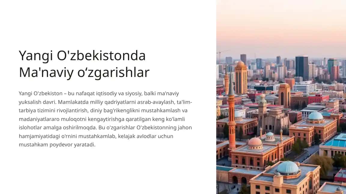 Ma'naviy o‘zgarishlar Yangi O'zbekistonda