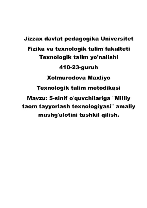 Texnologik talim metodikasi