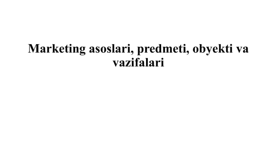 Marketing asoslari