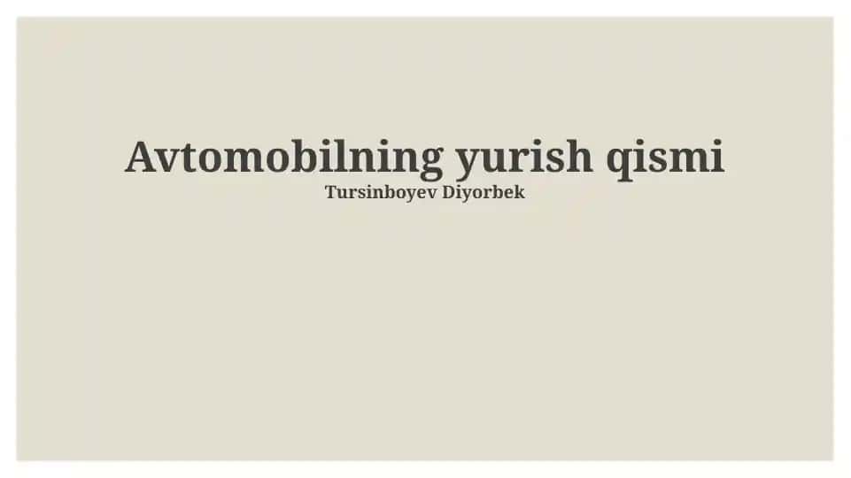 Avtomobilning yurish qismi