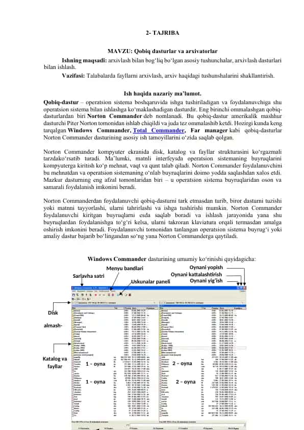Qobiq-dasturlar (Norton Commander, Total Commander, Far manager)