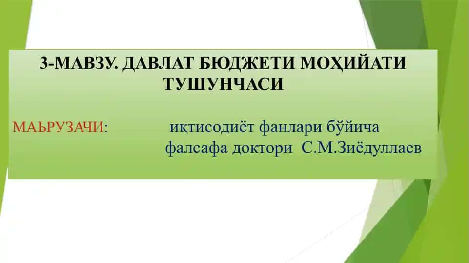 Davlat byujetining mohiyati tushunchasi