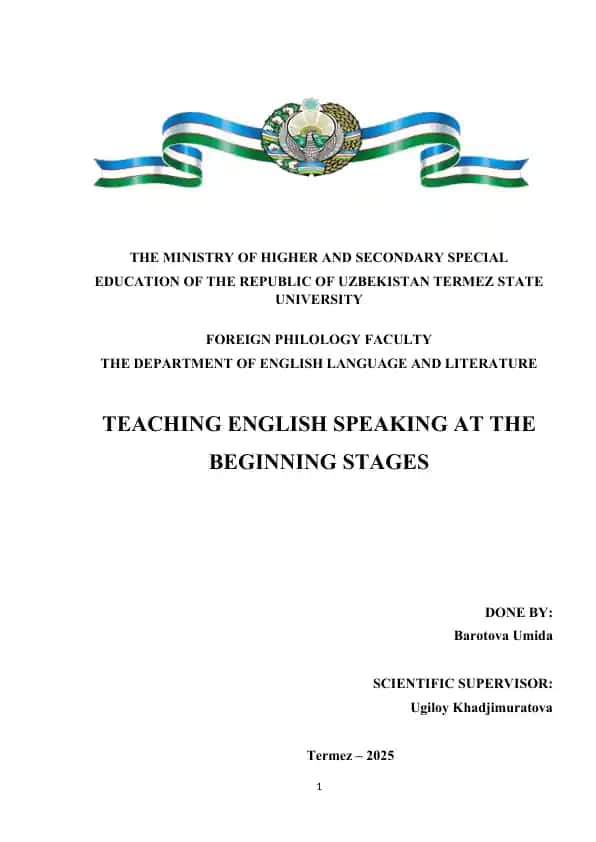 Teaching English Speaking at the Beginning Stages