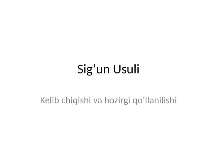 Sig‘un Usuli