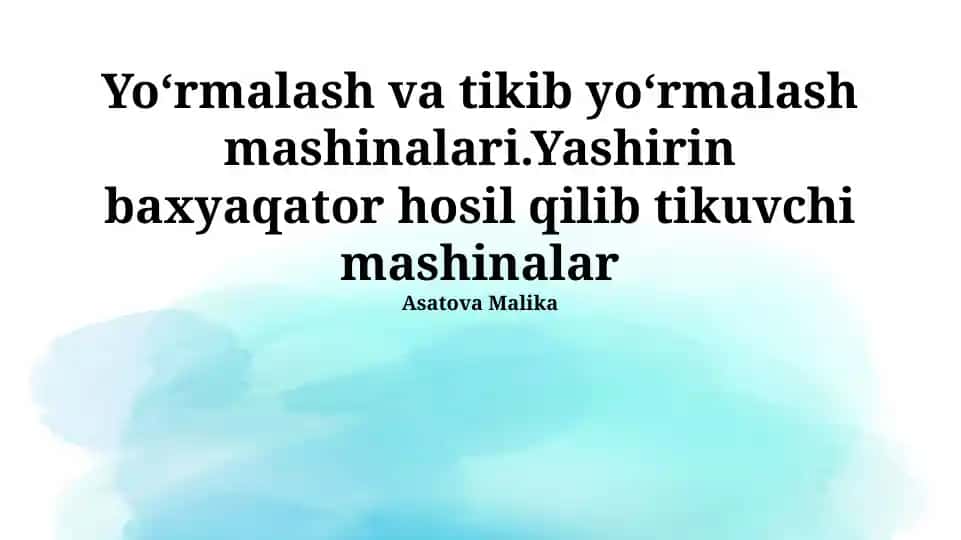 Yoʻrmalash va tikib yoʻrmalash mashinalari