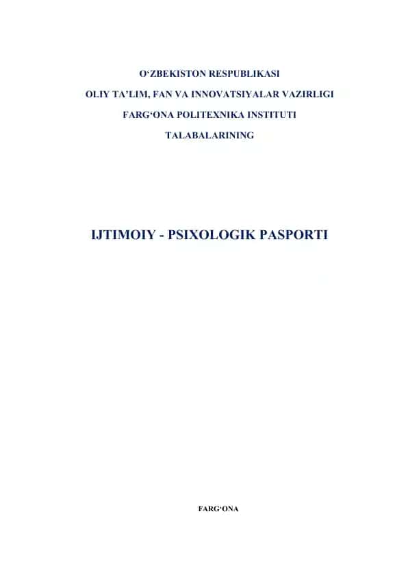 Ijtimoiy-Psixologik Pasport
