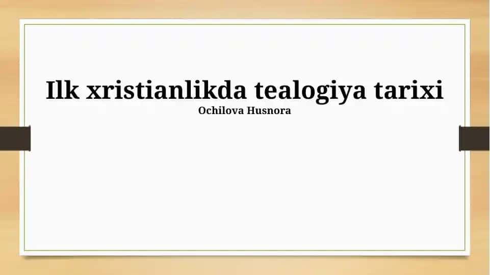 Ilk xristianlikda tealogiya tarixi