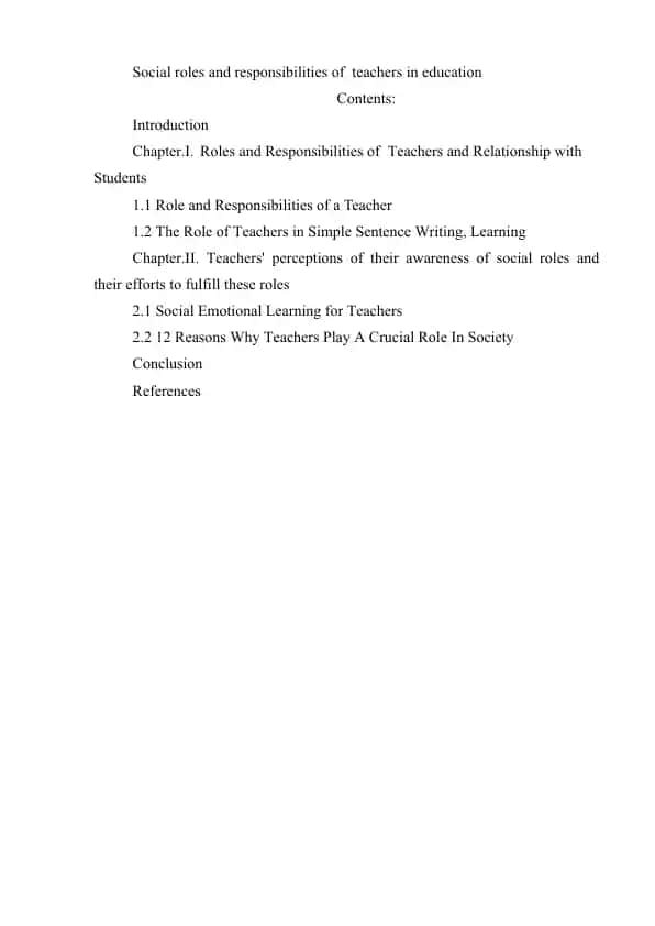 Social roles and responsibilities of teachers in education