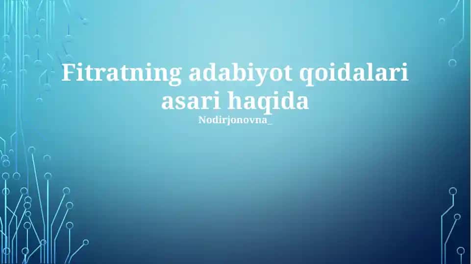 Fitratning adabiyot qoidalari asari