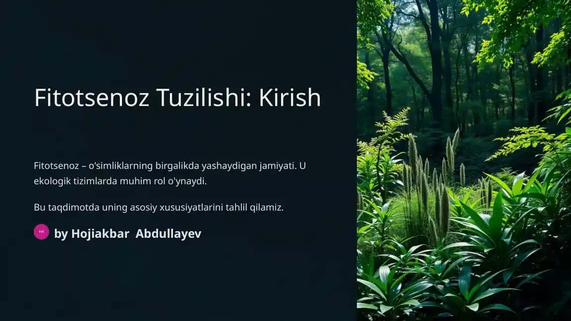Fitotsenoz Tuzilishi: Kirish
