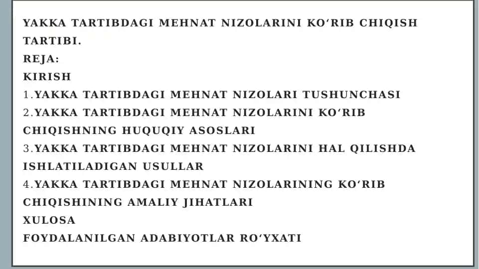 Yakkatartibdagi mehnat nizolari