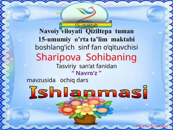 "Navro’z" mavzusidagi dars ishlanmasi