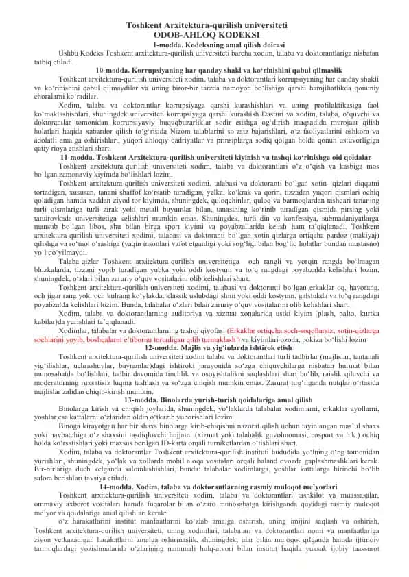 ODOB-AHLOQ KODEKSI