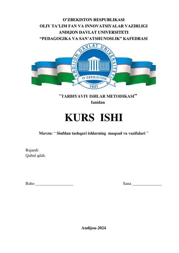 Sinfdan tashqari ishlarning maqsad va vazifalari