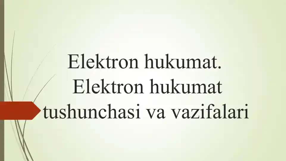Elektron hukumatning vazifalari