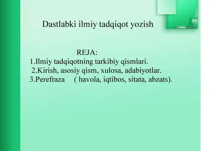 Dastlabki ilmiy tadqiqot yozish