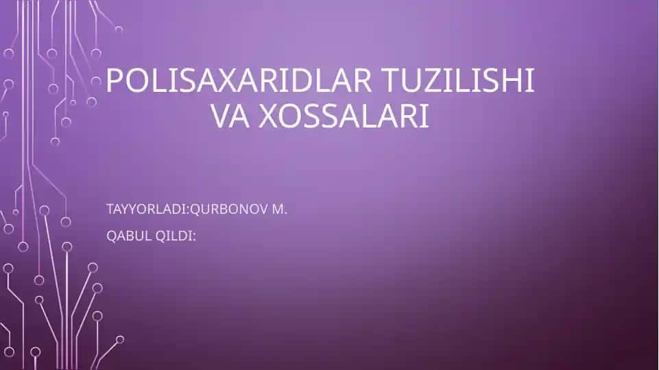 Polisaxaridlar tuzilishi va xossalari