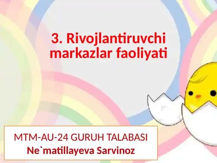 Rivojlantiruvchimarkazlar faoliyati
