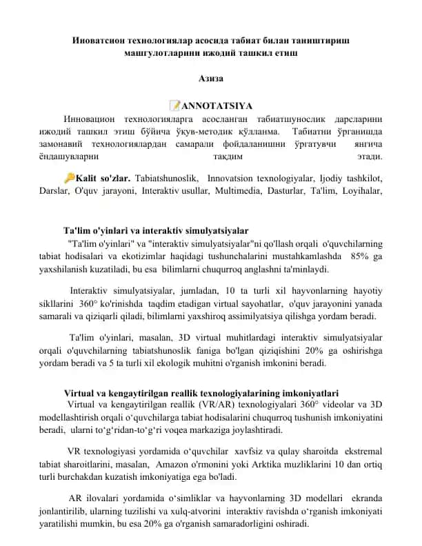 Ta'lim o'yinlari va interaktiv simulyatsiyalar