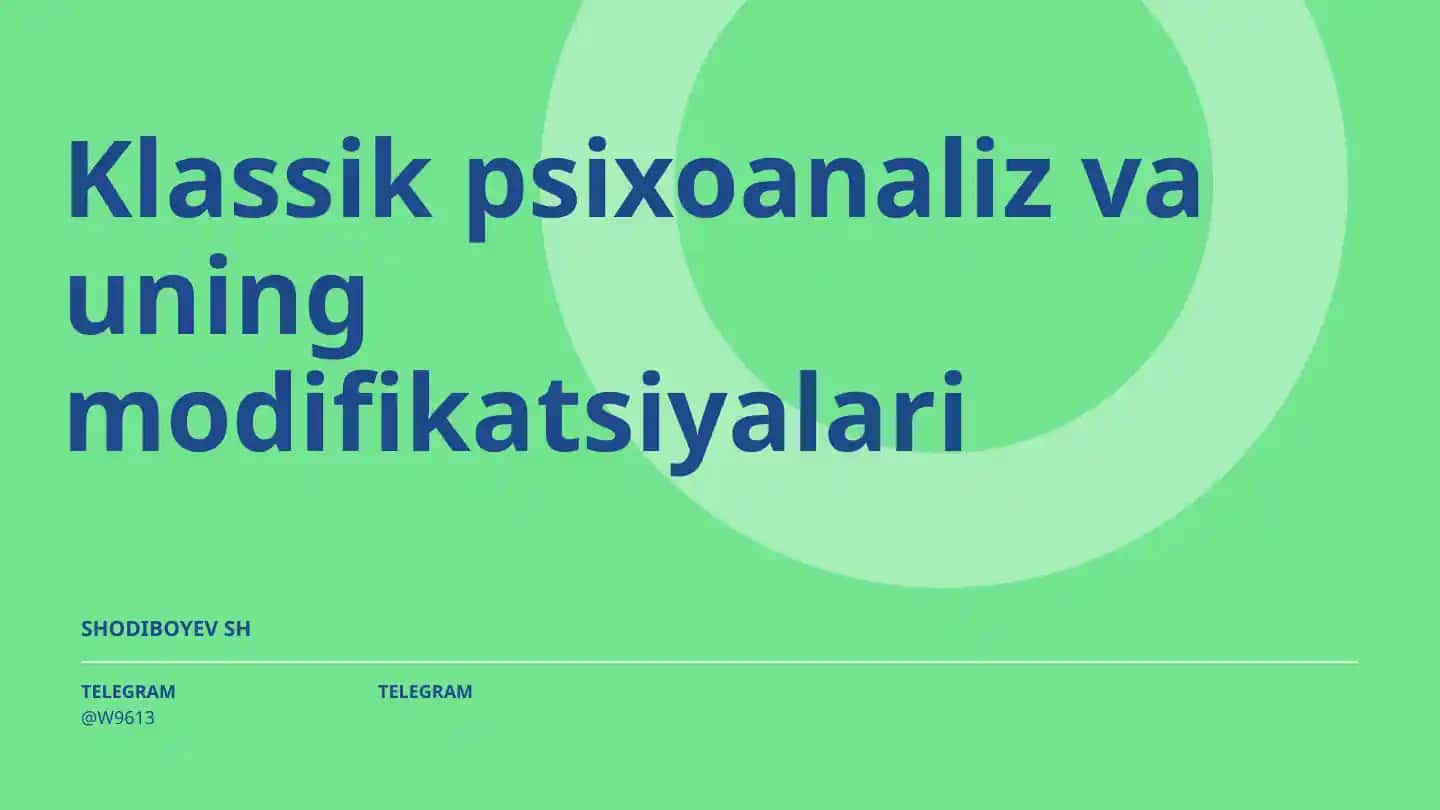 Klassik psixoanaliz va uning modifikatsiyalari