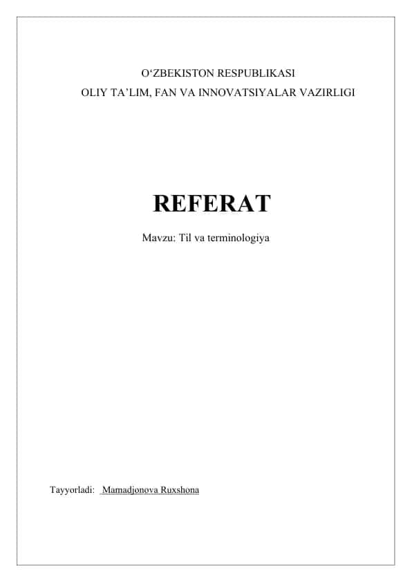 Til va terminologiya