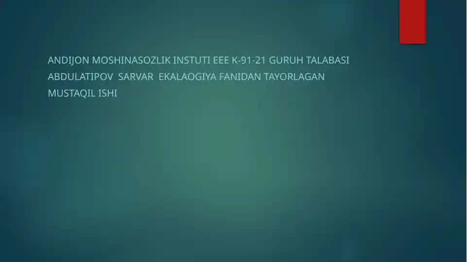 Mustaqil ish: “Biosfera tuzilishi va vazifasi”