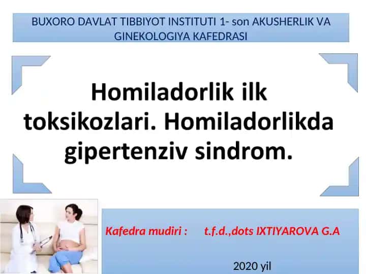 AKUSHERLIK VA GINEKOLOGIYA KAFEDRASI