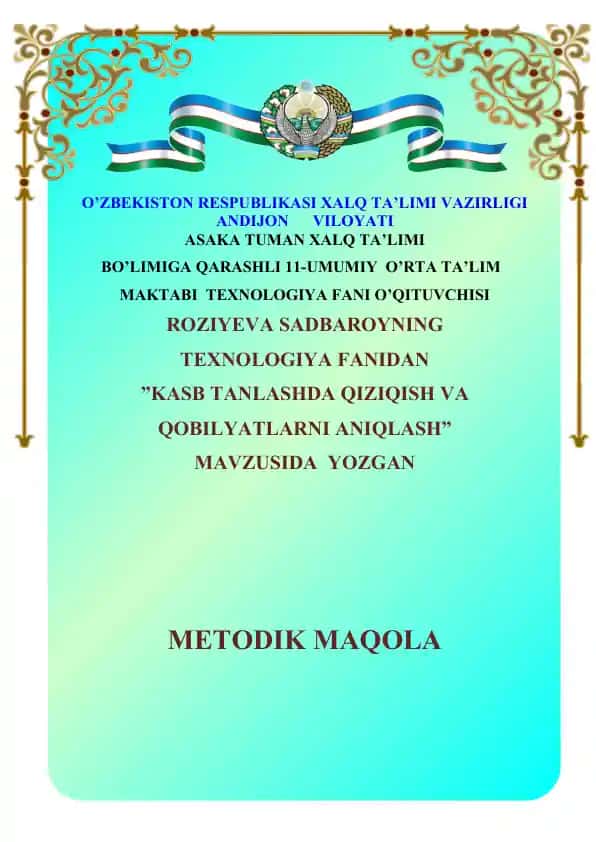 "Kasb tanlashda qiziqish va qobilyatni aniqlash"