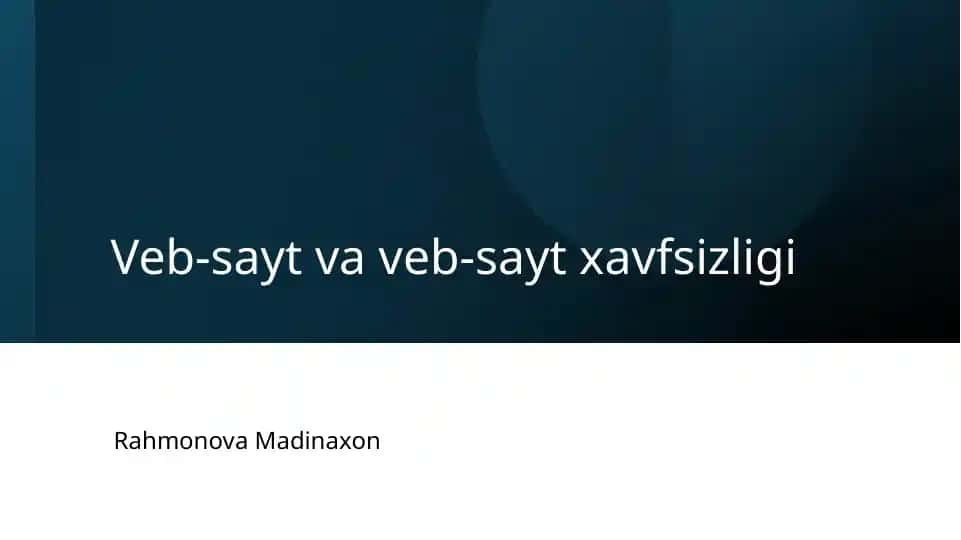 Veb-sayt va veb-sayt xavfsizligi