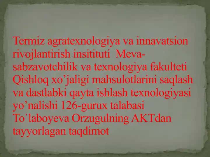 Meva-sabzavotchilik va texnologiya fakulteti