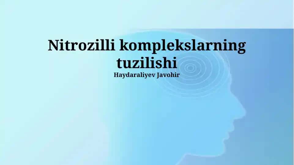 Nitrozilli komplekslarning tuzilishi