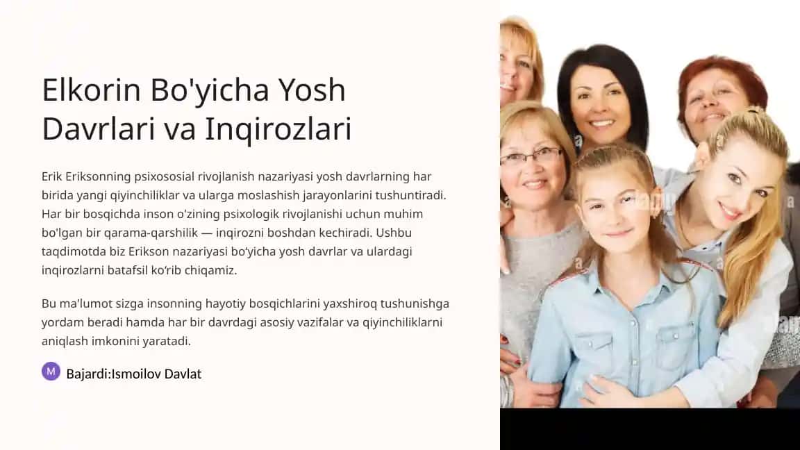 Elkorin Bo'yicha Yosh Davrlari va Inqirozlari