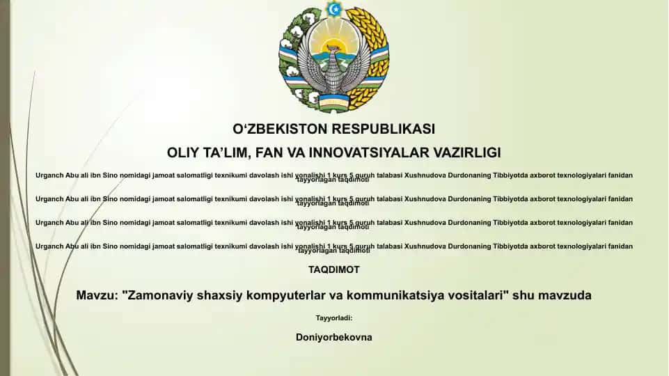 Tibbiyotda axborot texnologiyalari fanidan tayyorlagan taqdimoti