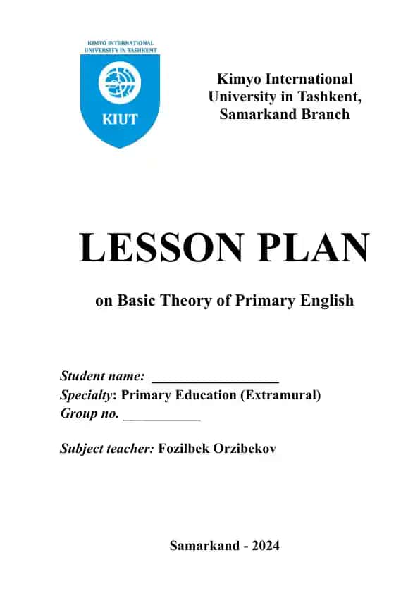 Lesson Plan on Basic Theory of Primary English