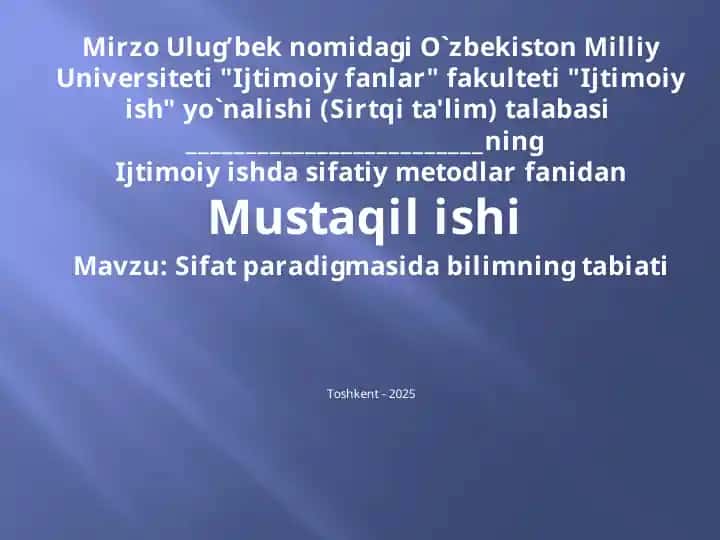 Sifat paradigmasida bilimning tabiati