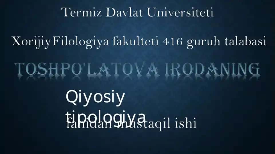 Typology of parts of speech in English, Uzbek and Russian languages