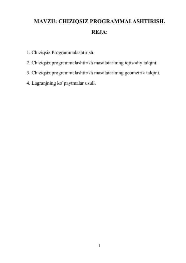 Chiziqsiz Programmalashtirish