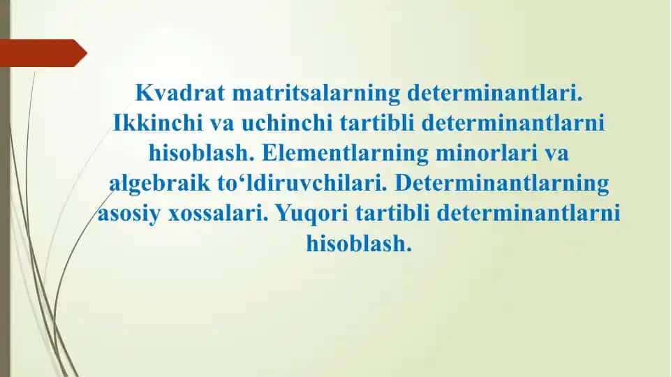 Kvadrat matritsalarning determinantlari