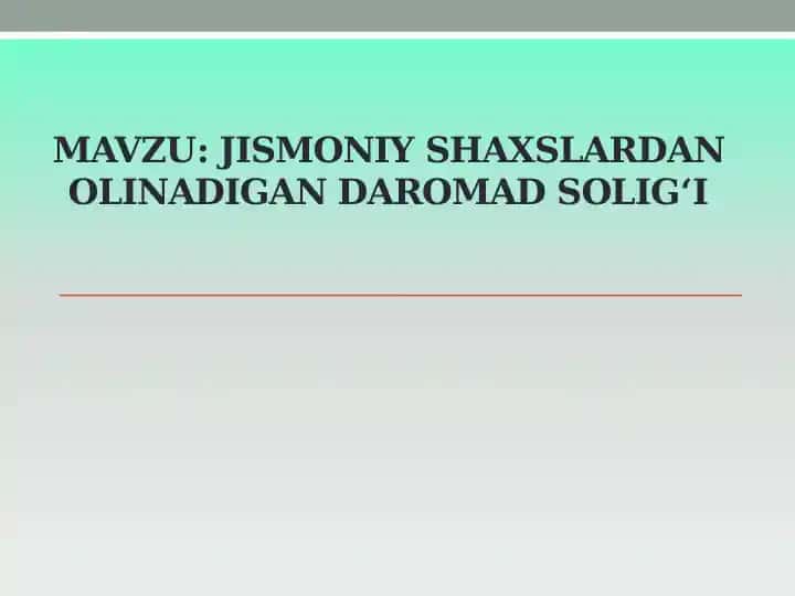 Jismoniy shaxslardan olinadigan daromad soligi