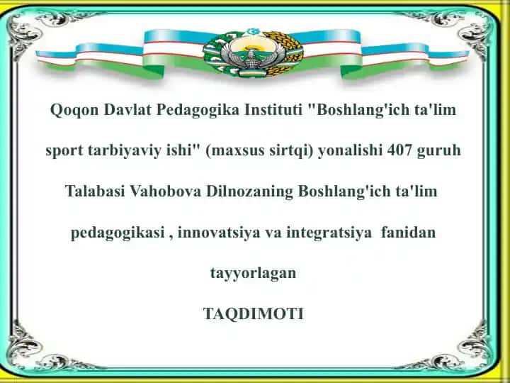 Boshlang'ich ta'lim sport tarbiyaviy ishi