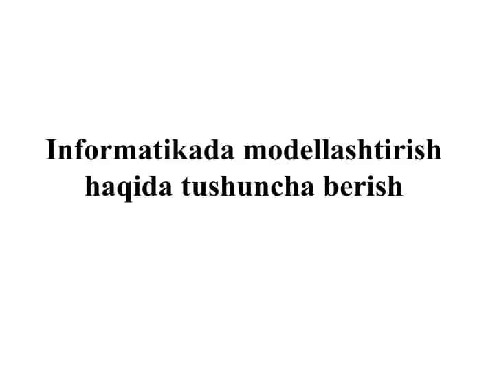 Informatikada Modellashtirish