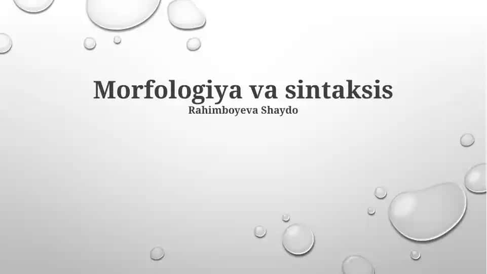 Morfologiya va sintaksis