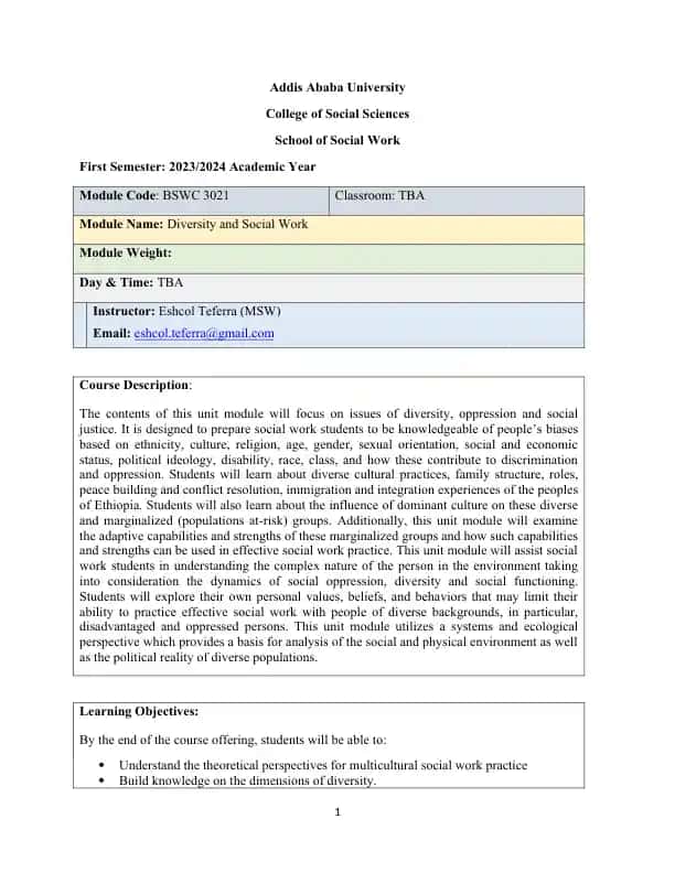 Diversity and Social Work