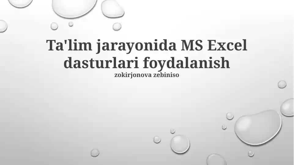 MS Excel dasturlari