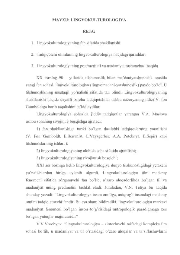 Lingvokulturologiya