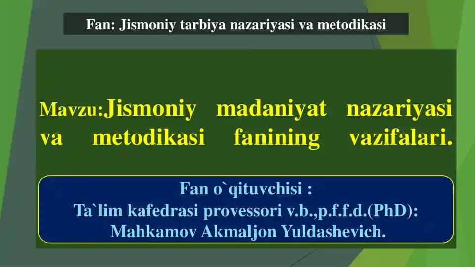 Jismoniy madaniyat nazariyasi va metodikasi