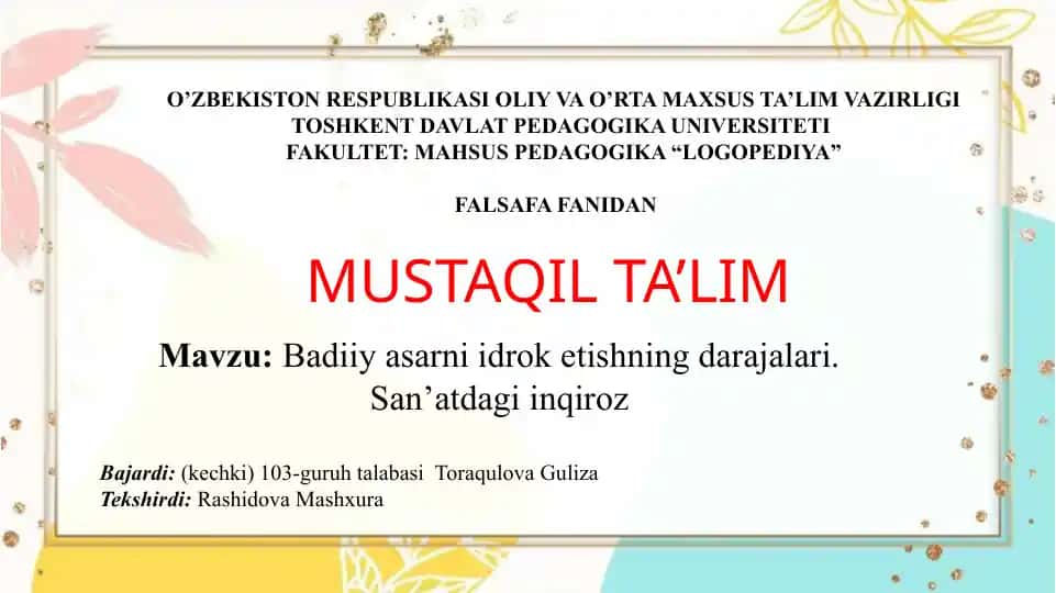 Badiiyasarniidroketishningdarajalari.San’atdagiinqiroz